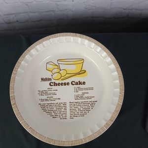 Watkins Ceramic Pie Plate. Cheesecake 11"